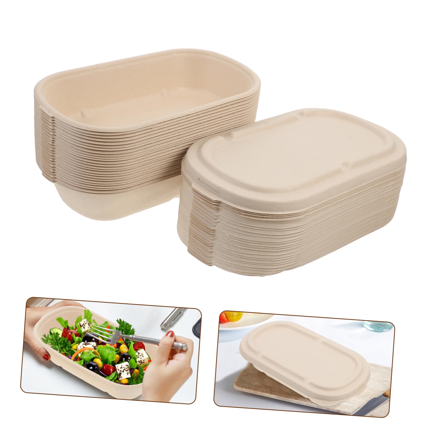 MAGICLULU 25 Set Contenitori da Asporto Carta Pulp Prep Scatole Monoporzioni per Insalate e Sushi