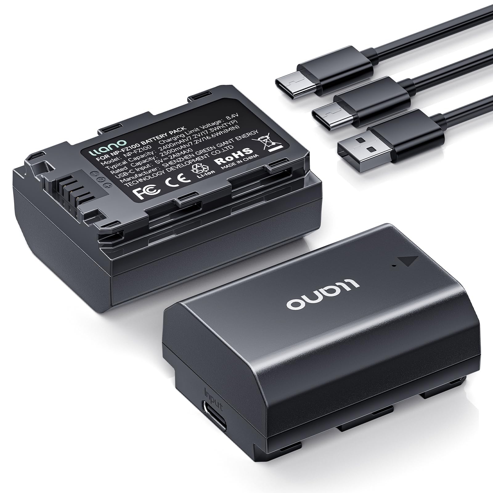 Amazon.com: llano NP-FZ100 Z-Series Battery - Real 2400mAh, USB-C