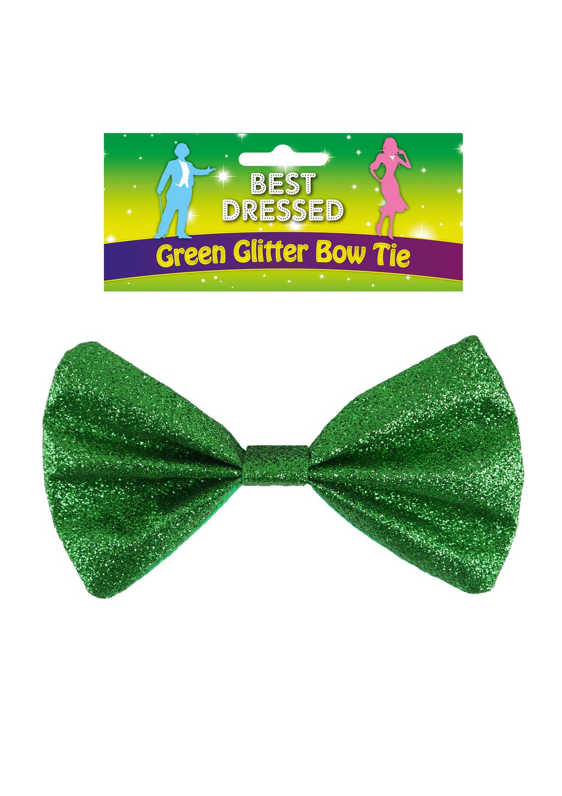 GCC Fashion Store Elasticated Glitter Sparkly Sequin Dicky Dickie Bow Tie Unisex Fancy Dress Accessory (Green)