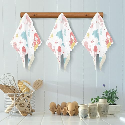 Miniatura 5 de Dolphin Kawaii Mermaid Soft Decorative Microfiber Dish Drying Towel Quick Dry 6 Pack Kitchen Tea Towels for Bathroom Sink