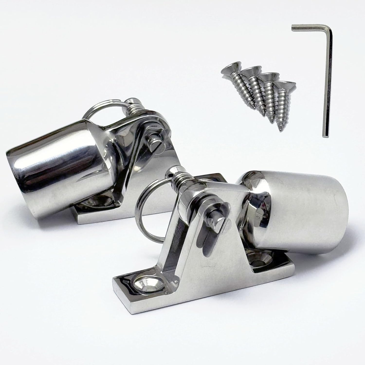 Baieasy Bimini Top Hardware Kit – 316 Stainless Steel Deck Hinges & Eye End Caps For 7/8" OD Boat Canopy 7 thumbnail image