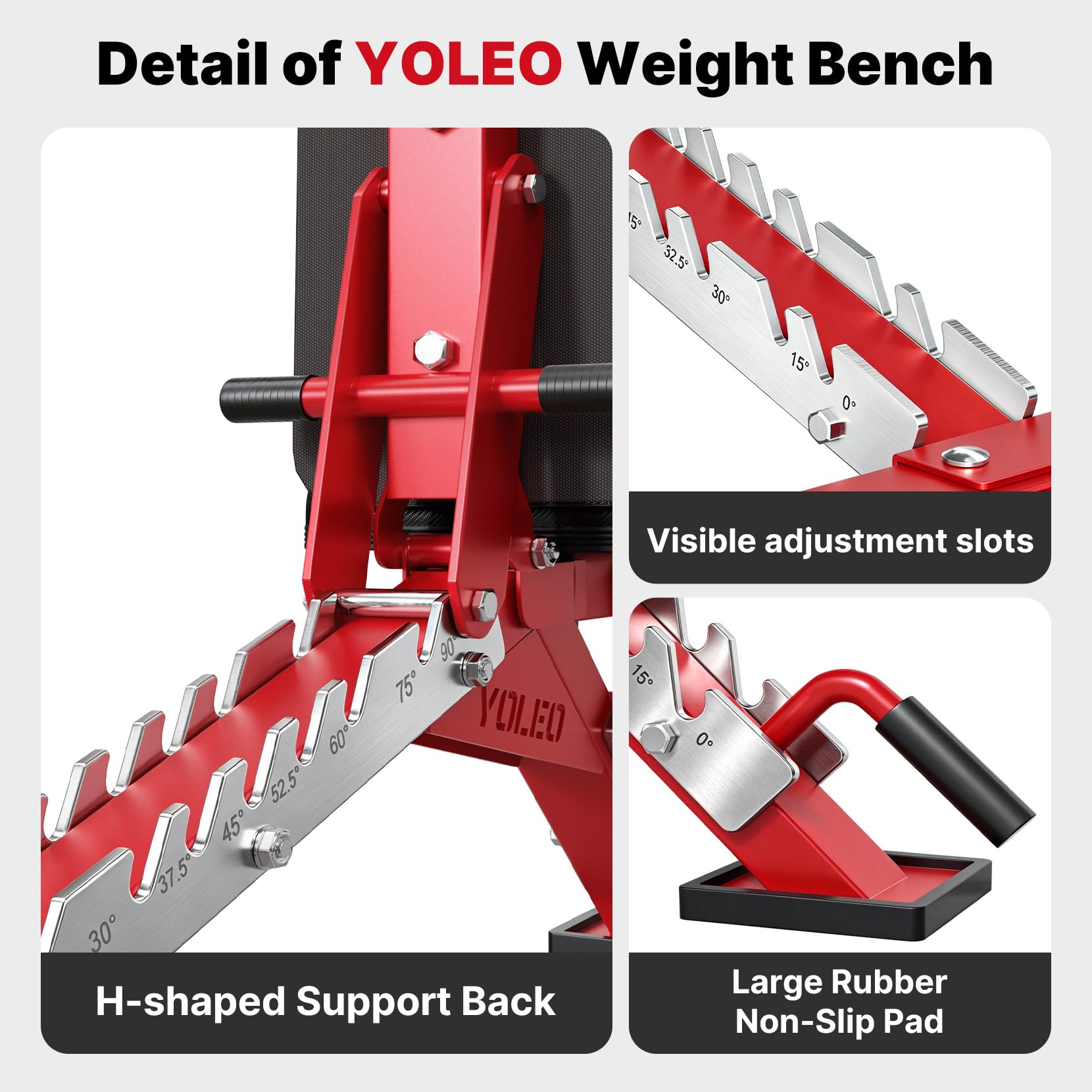 YOLEO Hantelbank Verstellbar bis 1050KG, ASTM-zertifizierte Fitnessbank für Home Gym, Schrägbank, Flachbank und Negativbank für Bankdrücken, 90% Vormontiert