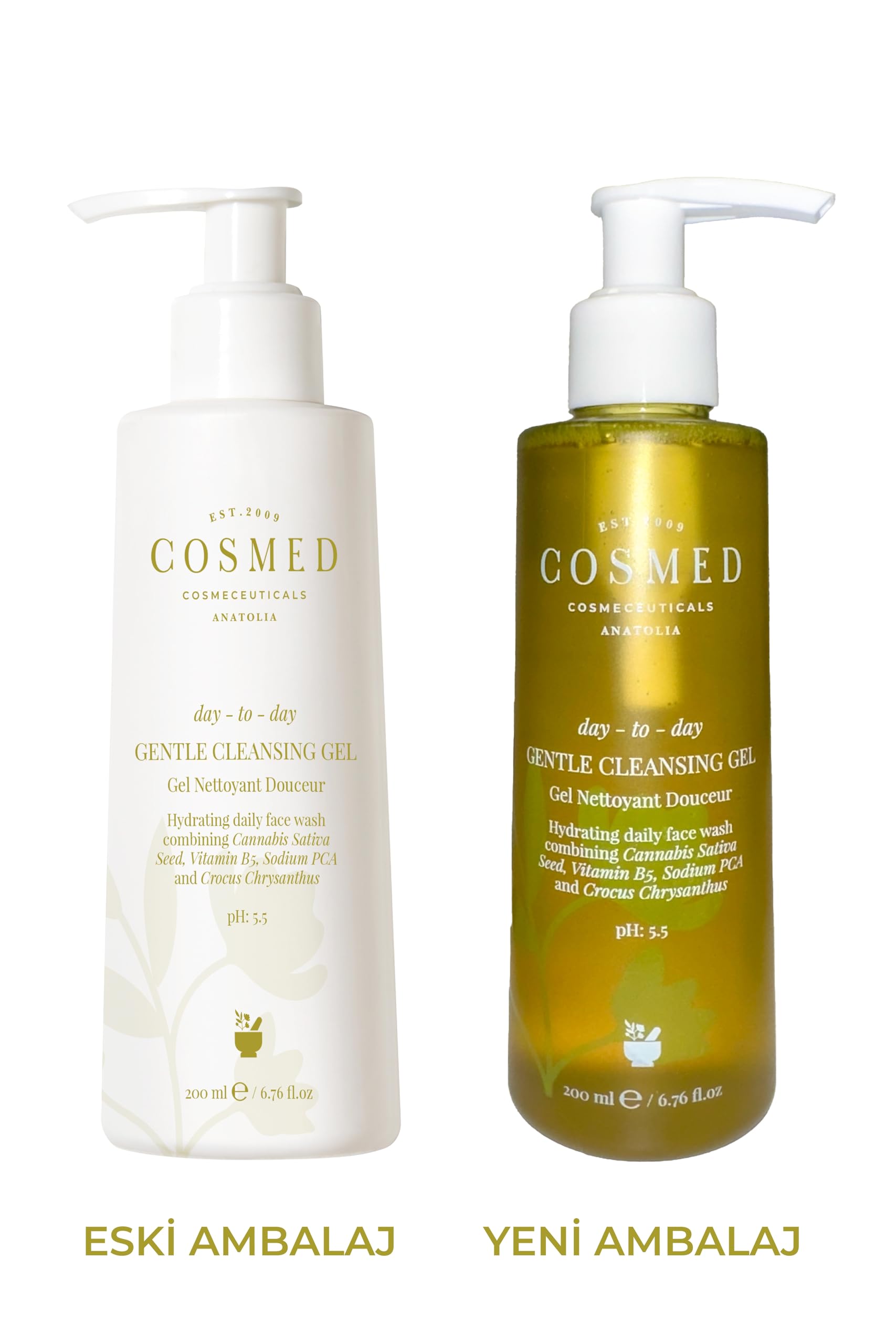 Cosmed Nemlendirici Etkili Nazik Yüz Temizleme Jeli, Gentle Cleansing Gel, 200 ml