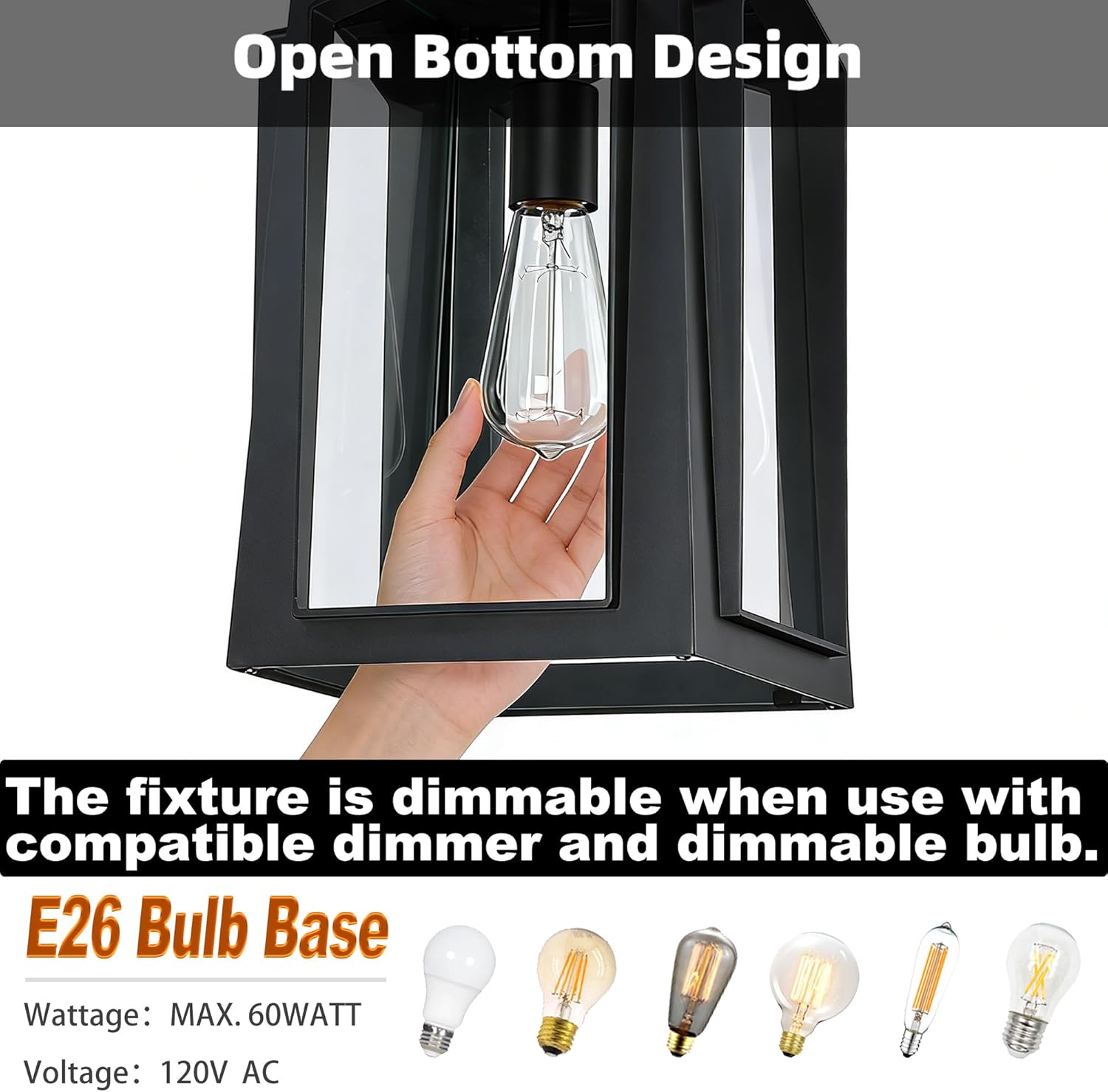 19 Inch Large Outdoor Pendant Light for Porch - Outside Hanging Light Ceiling Mount Metal and Glass Exterior Hanging Lantern for Patio Entrance Front Door Porch Pendant Large Size ,E26