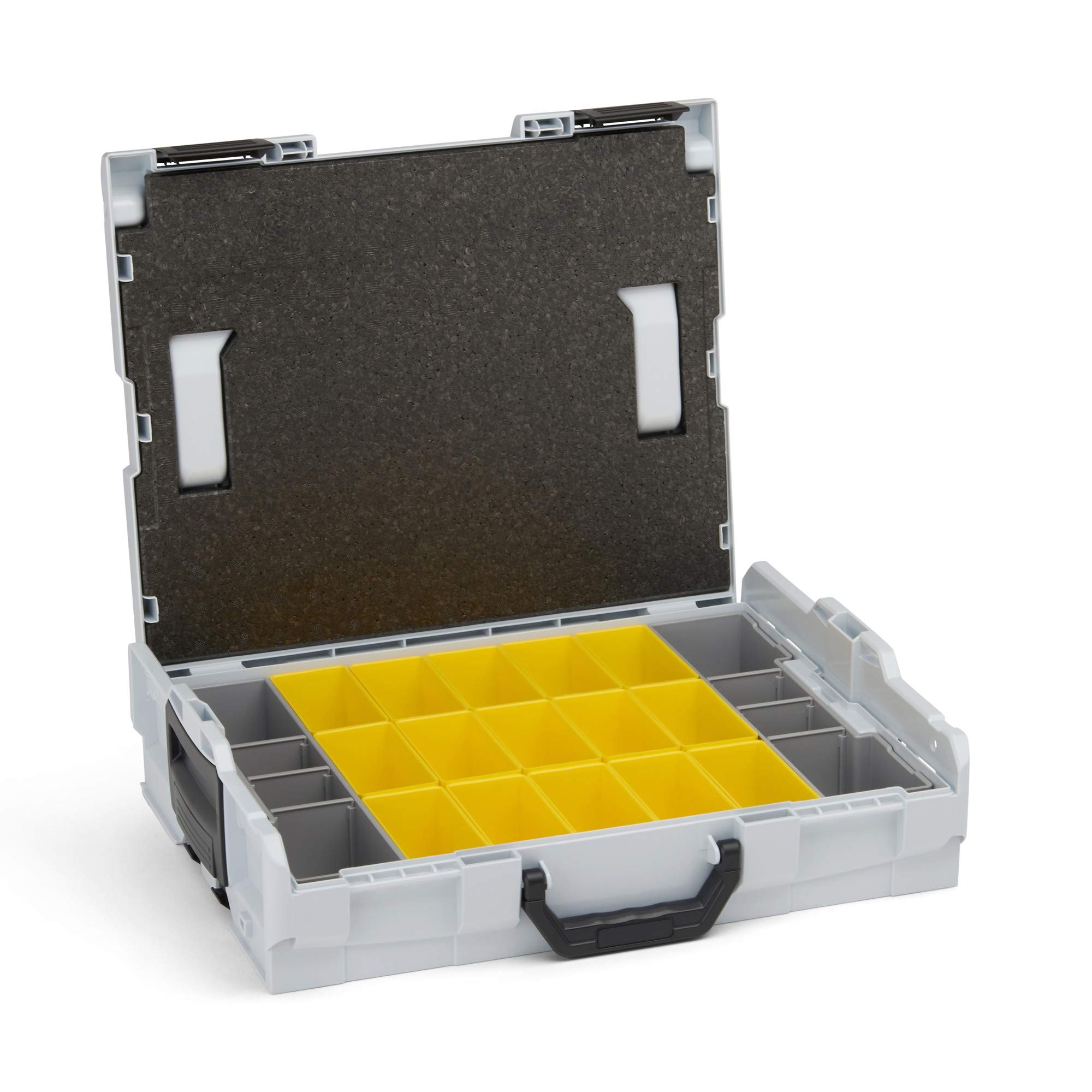 Sorteerdoos klein voor schroeven | L-BOXX 102 (grijs) met inzetbakjesset A3 | Professionele gereedschapskoffer leeg incl. assortimentsdoos met inzetstukken