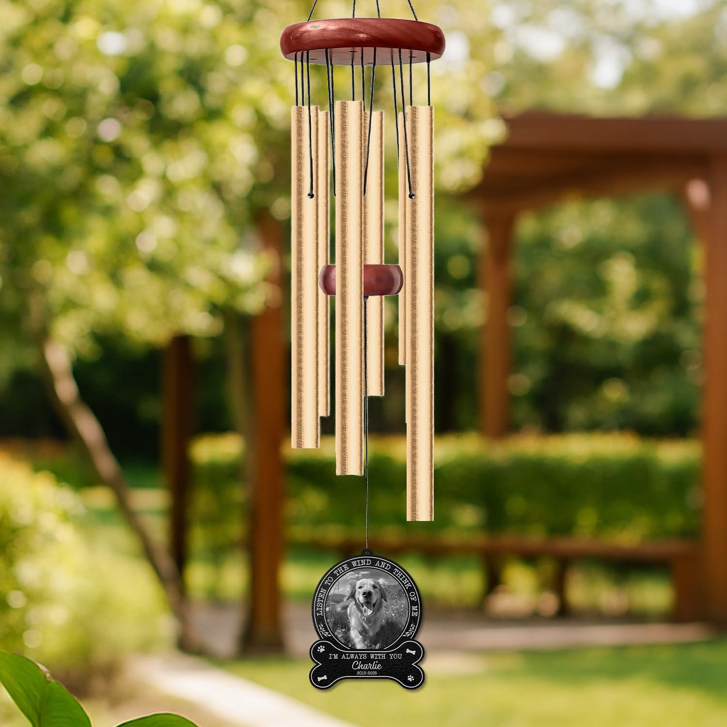 Personalized Dog Memorial Wind Chimes for Outdoors – Custom Photo Name & Years Remembrance Chime – Sympathy Gift for Loss of Loved Pet – Meaningful Pet Loss Keepsake for Garden, Porch
