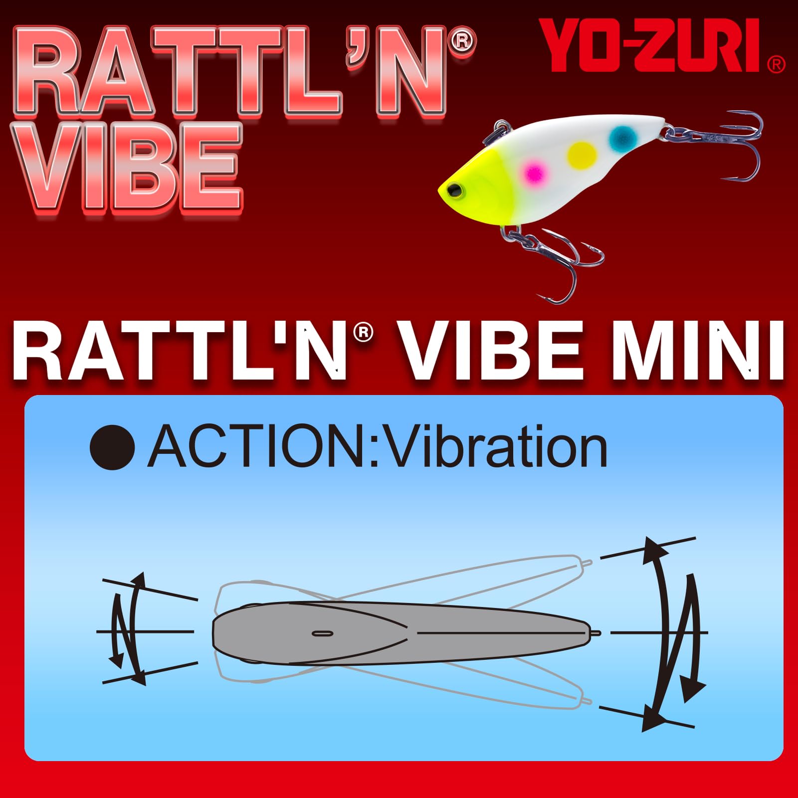 Yo-Zuri Rattl'n Vibe Mini Señuelo, Unisex, Purple Back Chartreuse, 1-5/8"