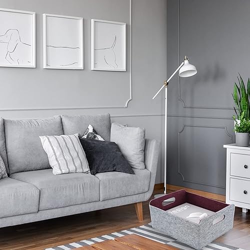 Vista 7 de Welaxy Cestas de almacenamiento plegables de fieltro, contenedores plegables para juguetes, ropa, libros y organización de armarios