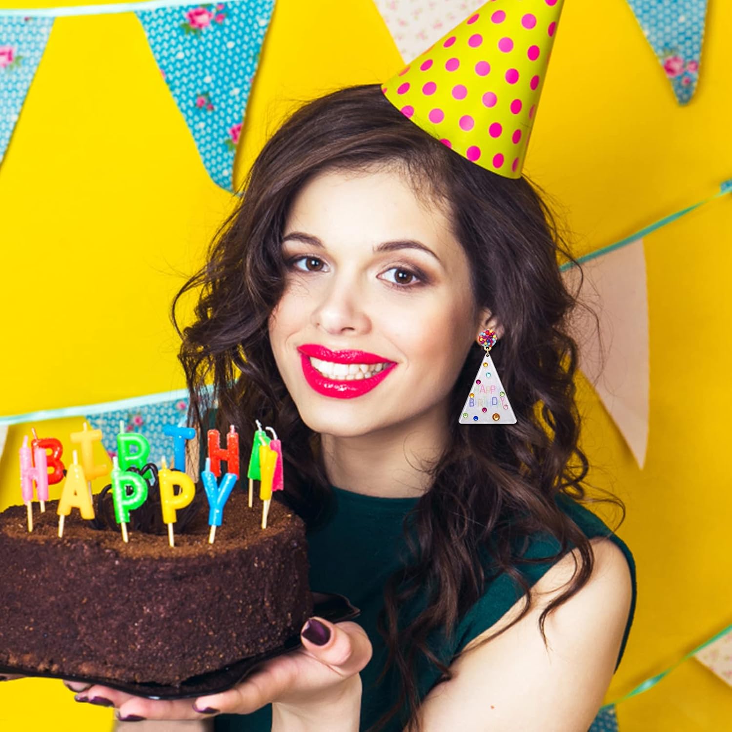 FAERLIIRY Birthday Earrings Beaded Glitter HAPPY BIRTHDAY Letter Drop Dangle Earrings Birthday Party Jewelry Gifts for Women Girls - Image 2