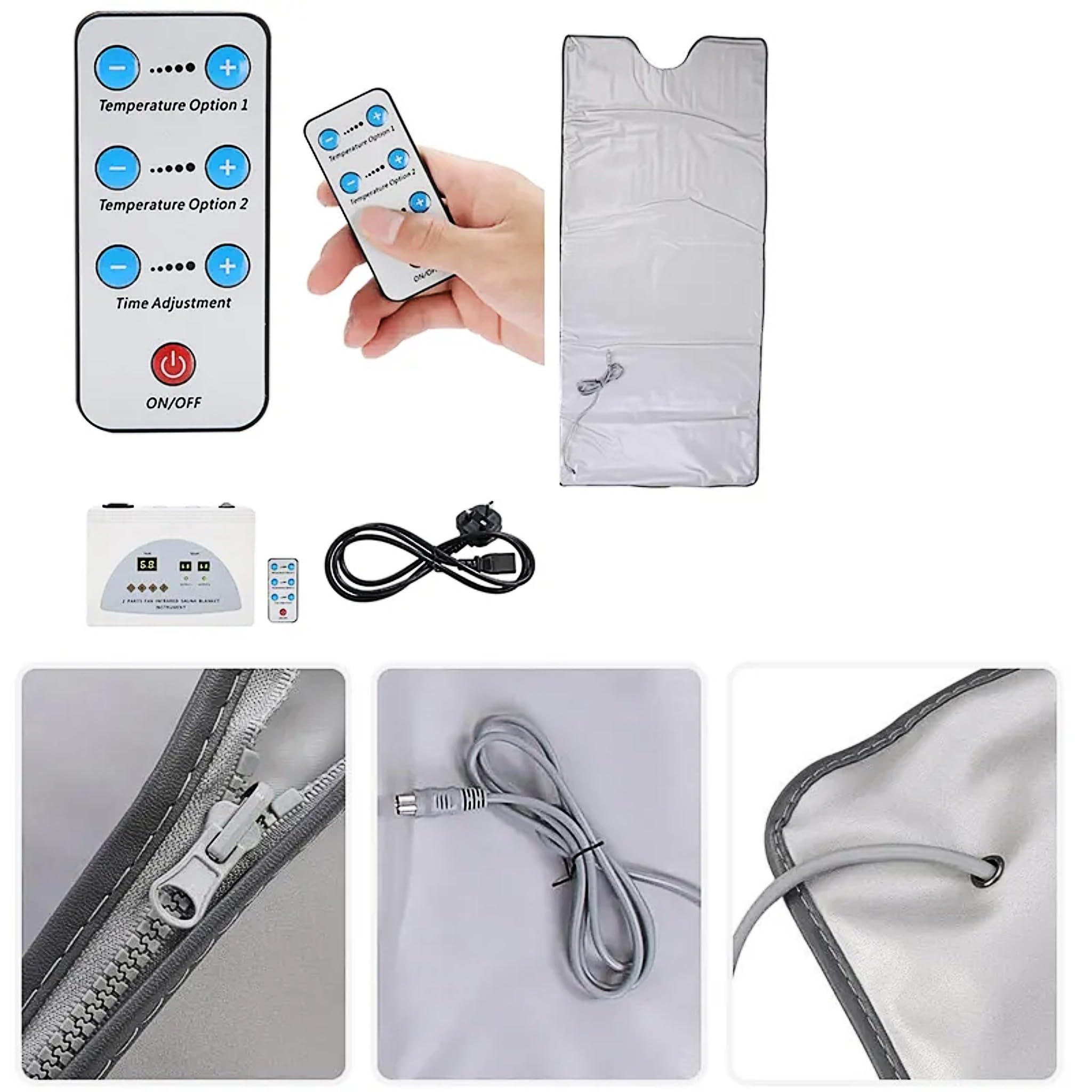 Bricoloco Manta sauna de calor infrarrojo para reducir la grasa corporal -650W y 2 zonas de calor 35-80 °. Sauna relax adelgazante sencilla y segura. Alivia tensión muscular