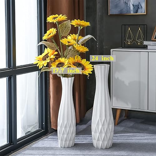 Miniatura 4 de Jarrón de cerámica blanca grande de 24 pulgadas para suelo, decoración moderna del hogar, sala de estar, oficina, dormitorio, cocina, boda, casa,