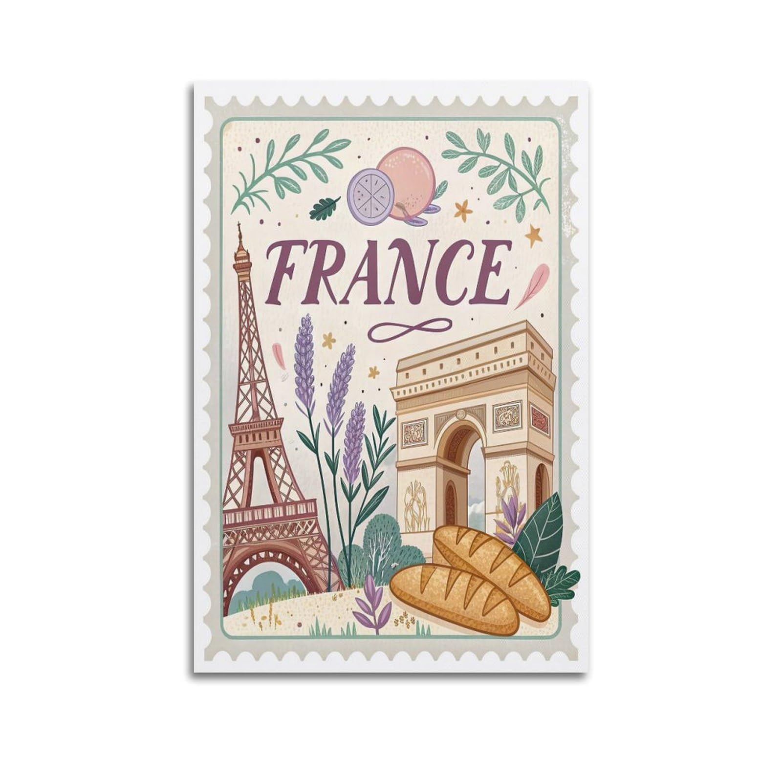OKAHYS Vintage Travel Poster France Artwork Decorative Painting Canvas Wall Artworks Picture 20x30inch(50x75cm)