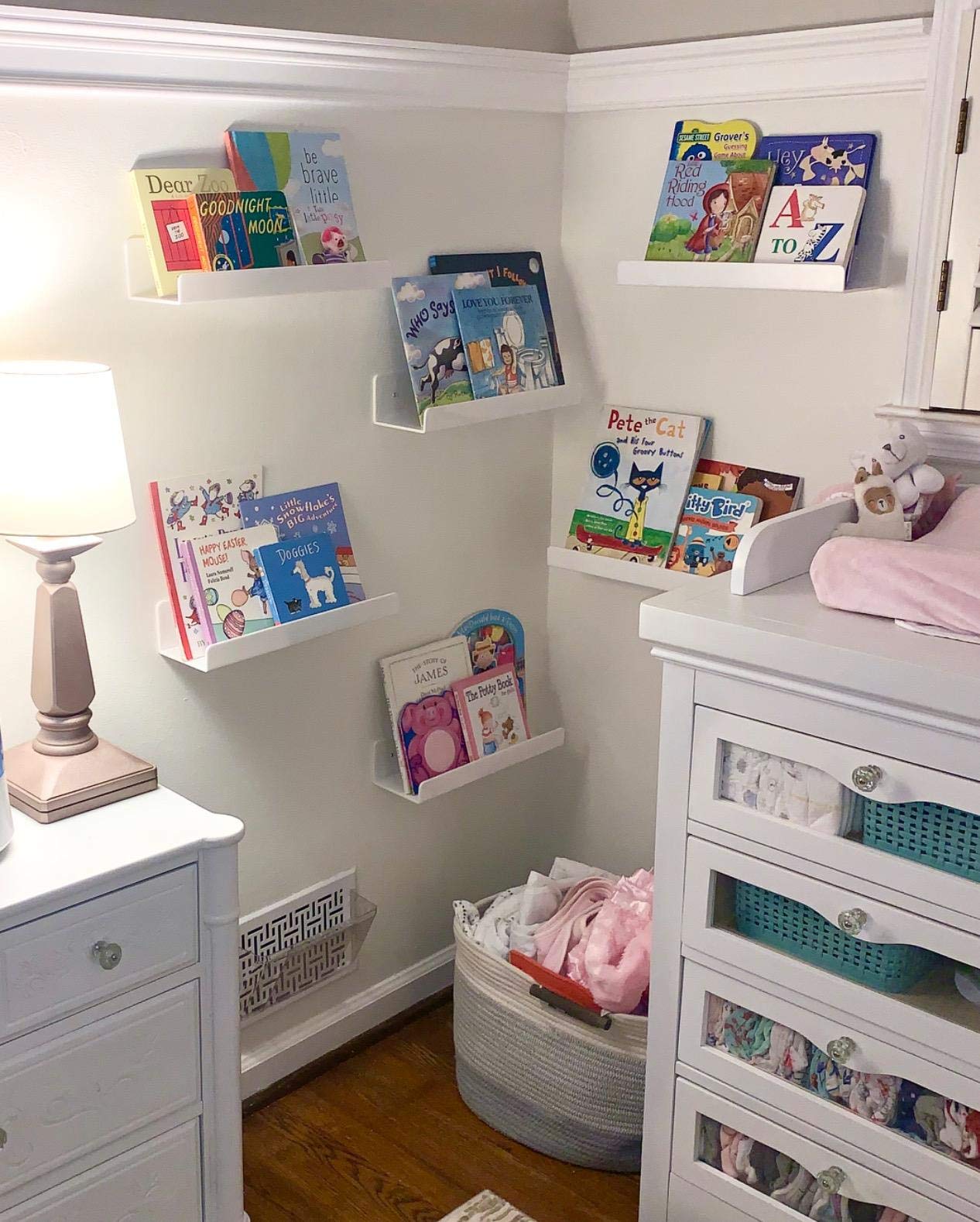 4 Pack White Acrylic Floating Wall Ledge Shelf,15" White Wall Mounted