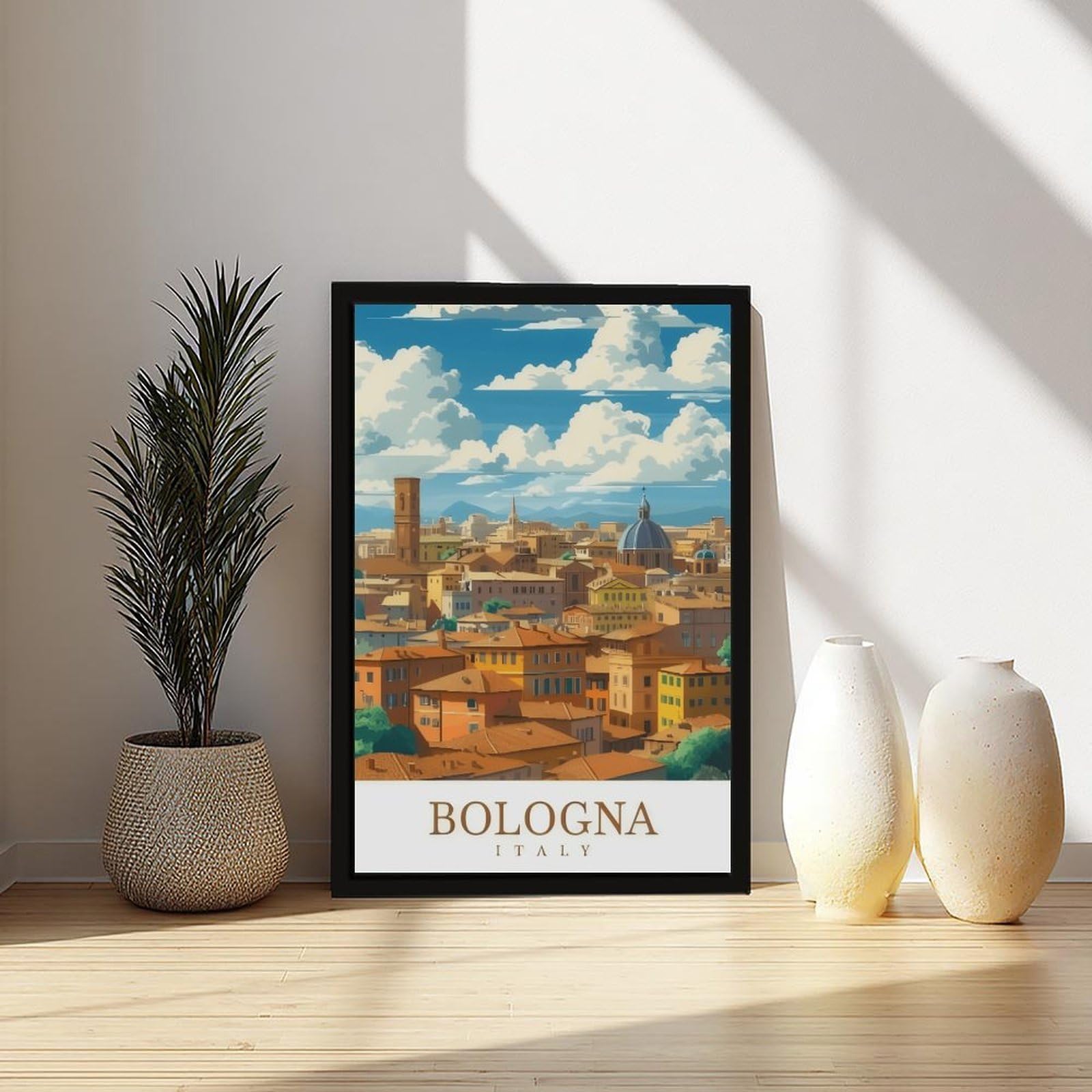 Poster su tela a tema viaggi Bologna, Italia (1), decorazione per camera da letto, ufficio, stanza, regalo, 40,6 cm di lunghezza x 61 cm di larghezza