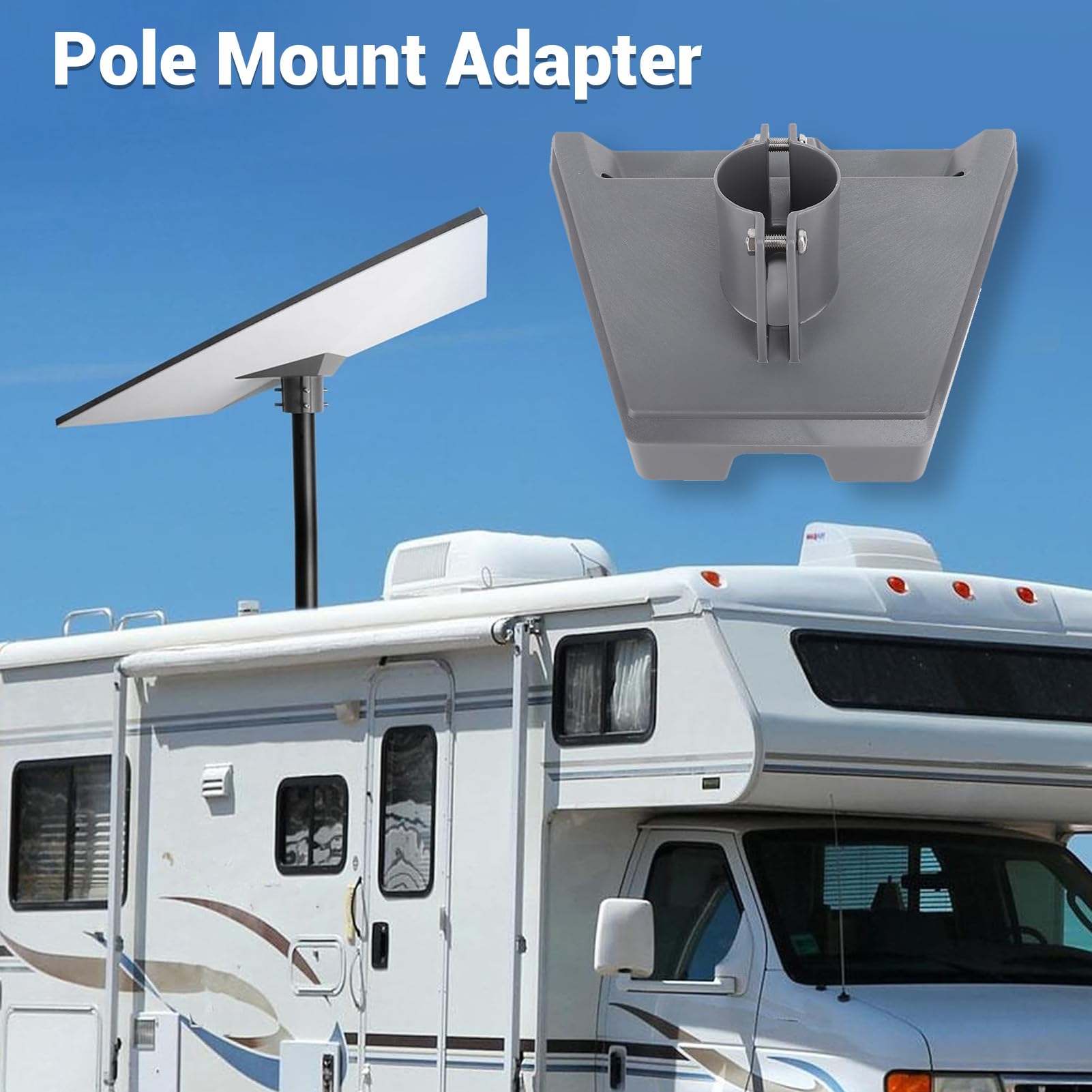 Fockety Adaptateur de Tuyau Gen 3, Support Stable en Plastique de 39 Mm, Kit de Montage de Poteau à étanchéité Réglable pour Antenne Parabolique V3, Kit de Montage D'adaptateur de (Grey)