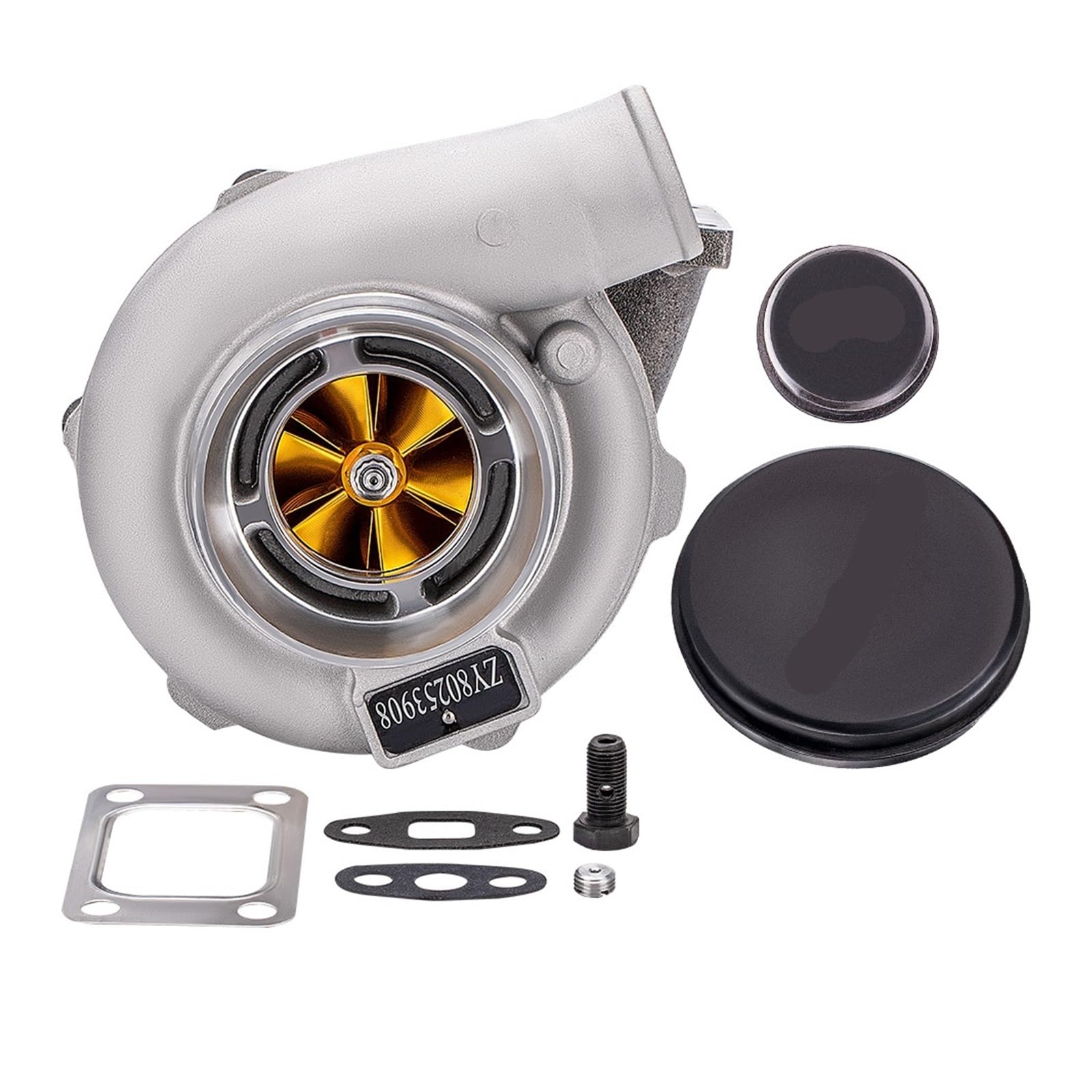 Turbocompresseur GT3037 GT3076 GT30 500 ch et plus, usiné en aluminium, compatible avec tous les moteurs 4/6 cylindres de 2,5 L à 3,0 L.