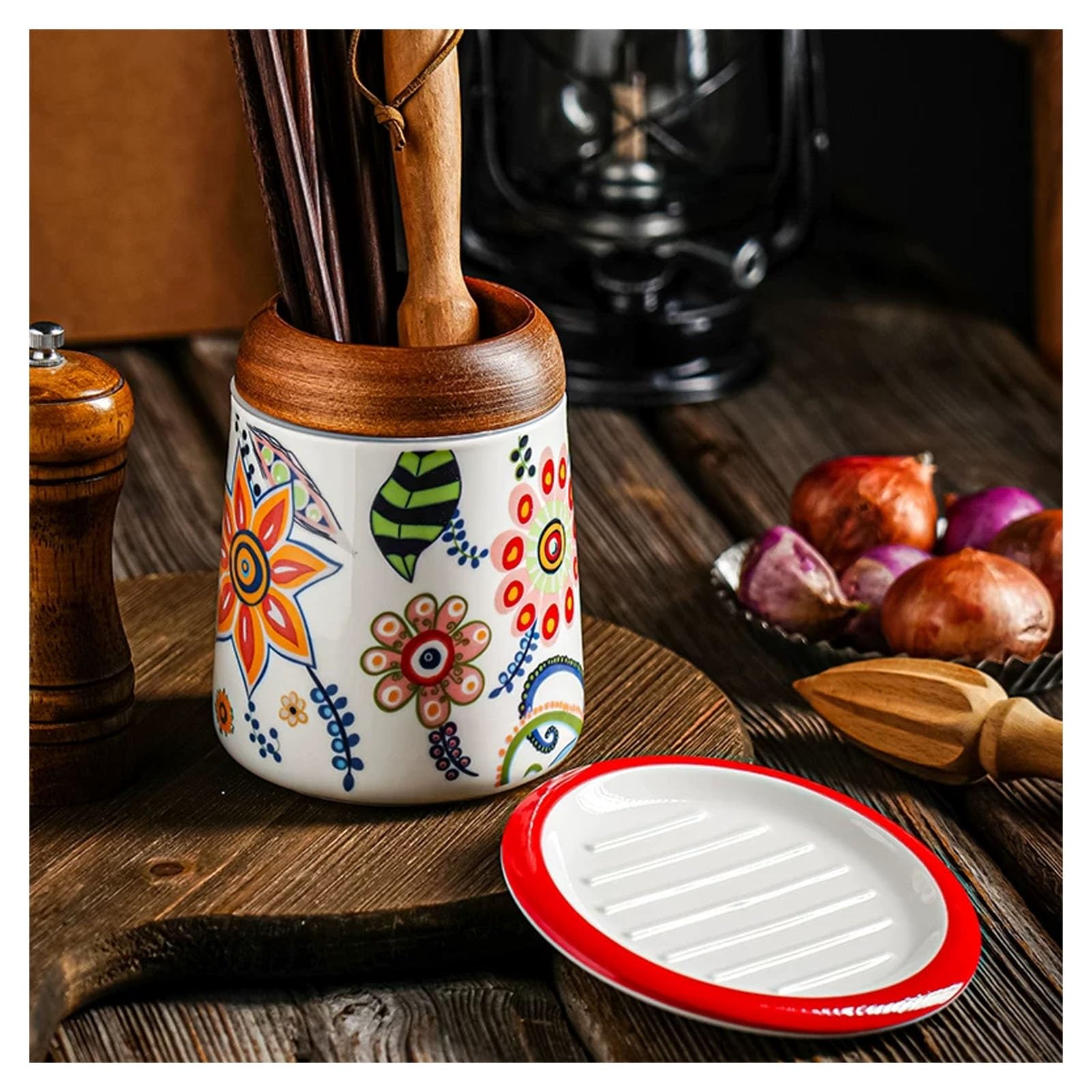 Porte-ustensiles en céramique pour comptoir, organisateur de rangement de cuisine, support de baguettes, récipient de vaisselle de ferme pour salle à manger à la maison