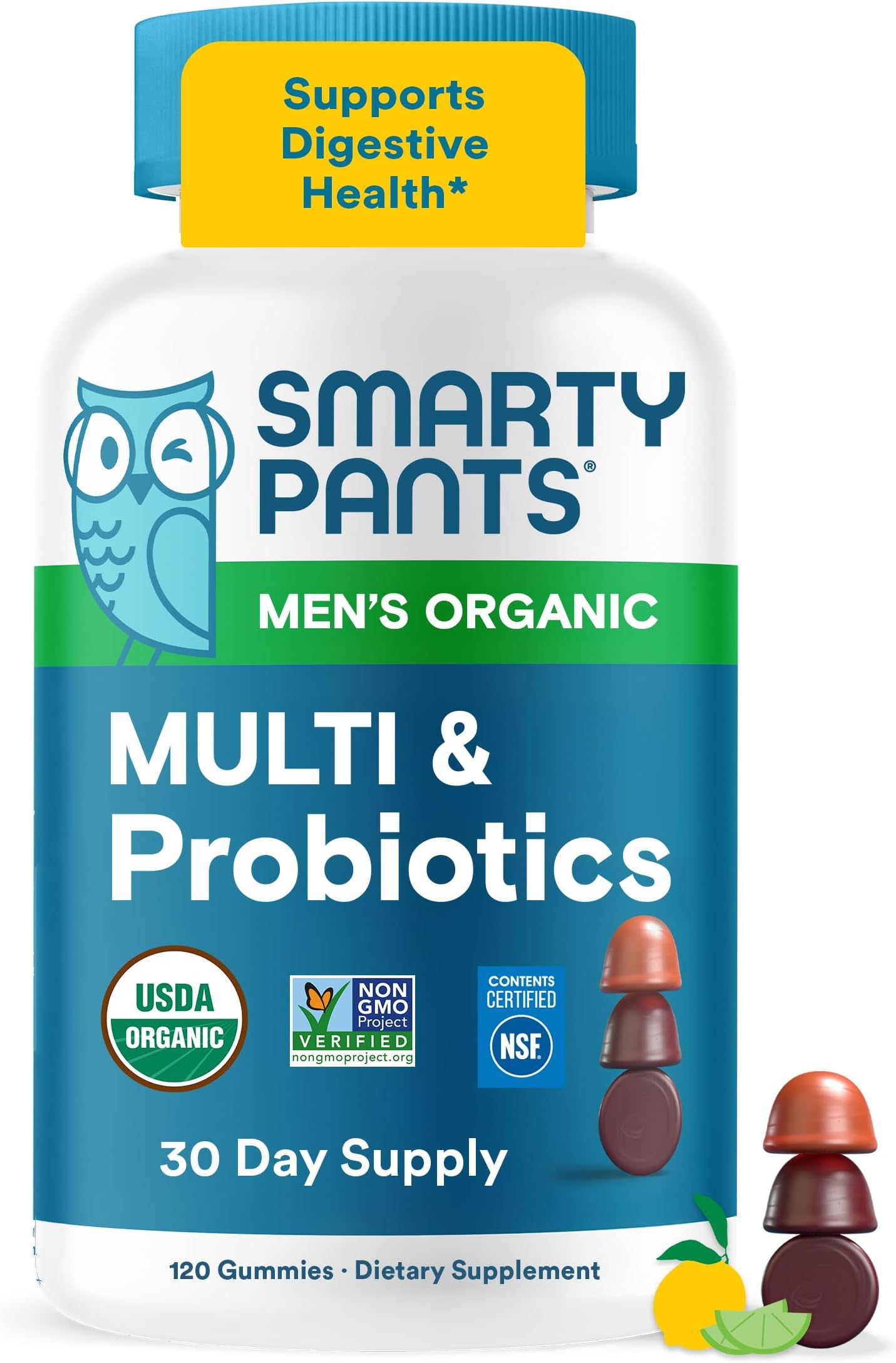 Multivitamin for Men, Organic Gummies: Probiotics, CoQ10, Methylfolate, Omega 3 (ALA), Vitamin D3, C, Vitamin B12, B6, A, K & Zinc for Immune Support, Biotin, 120 Gummies (30 Day Supply)