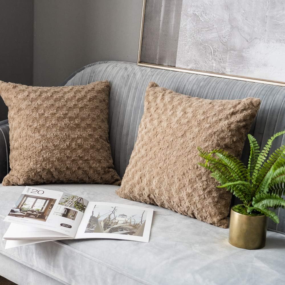LANANAS Luxury Soft Plush Faux Fur Throw Pillow Covers for