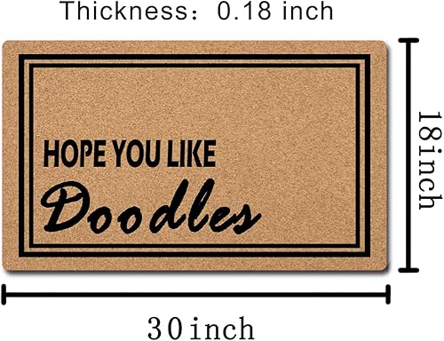 Miniatura 3 de Alfombra divertida para puerta de entrada, 18.0in de ancho x 30.0in de largo, con diseño de "Hope You Like Doodles", para entrada y entrada