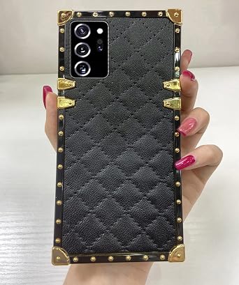 for Samsung Galaxy A22 5G Box Case,Luxury Diamond Skin Design Cute Slim Gold Protection Corner Trunk Back Cover for Man Women Girl Phone Skin,Black