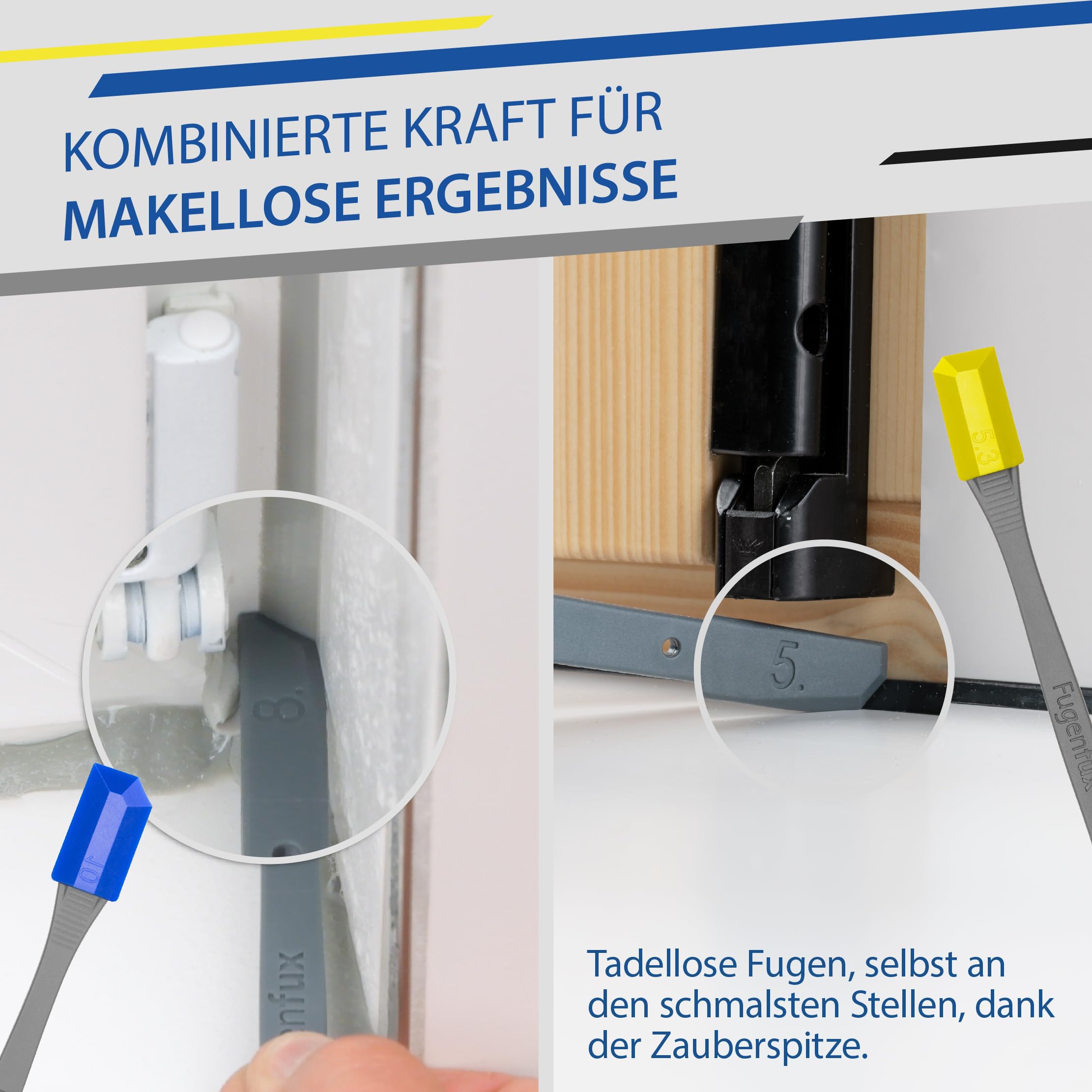 FUGENFUX® Set station wagon Master Classic 4 + Small – Speciale estrattore fughe – Piastra per fughe per qualsiasi dimensione – Estrattore fughe con punta magica rivoluzionaria per punto estremamente