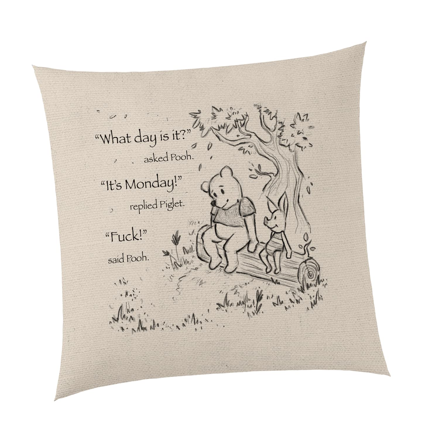 Smartypants Cushion Cover Sarcastic Winnie The Pooh And Piglet Cushion Natural - Sketch Novelty Cute Sweet Funny Rude Swear Quote Monday Best Friend Pig Bear Home Gifts Presents (Cushion Cover)
