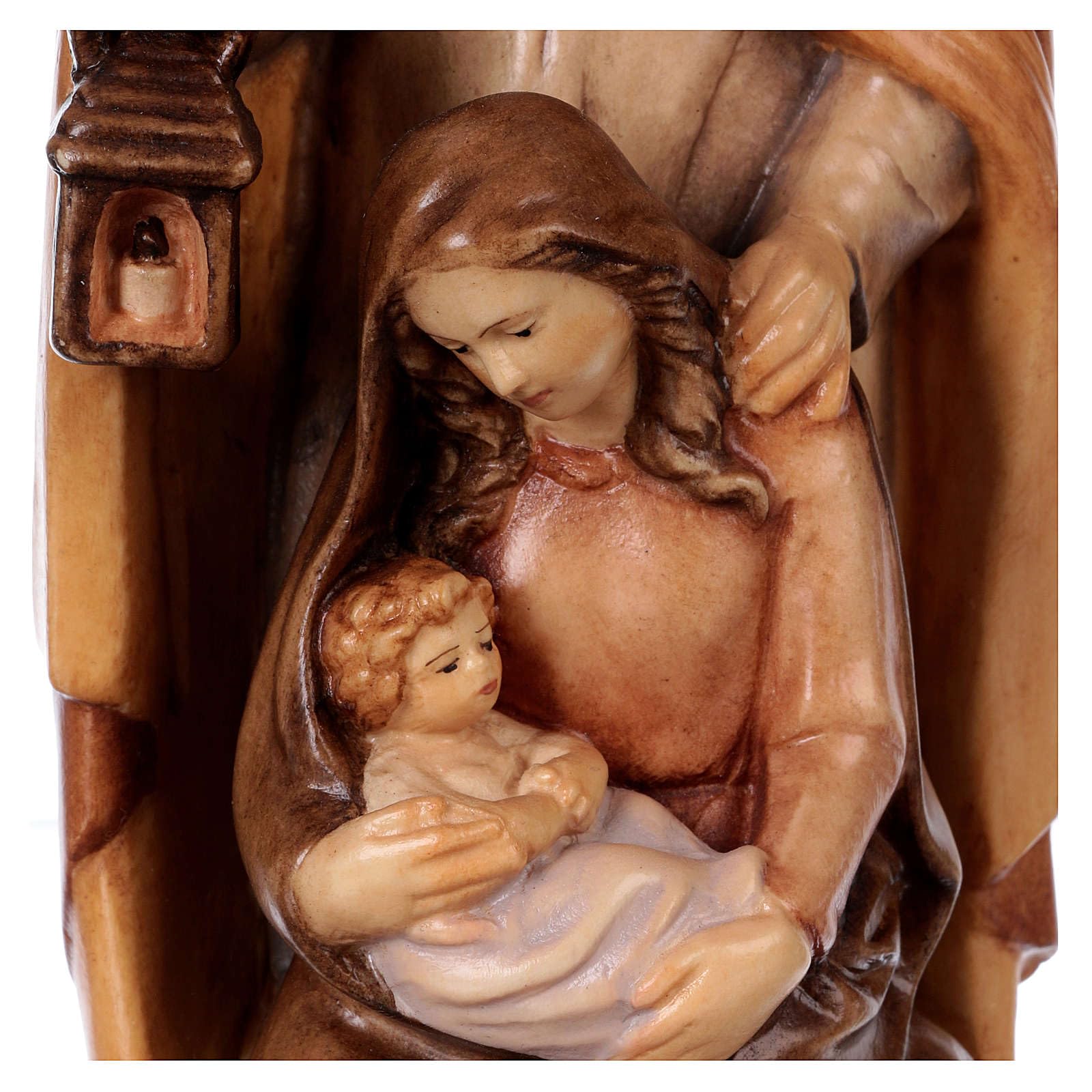 Holy Family in Wood with Different Shades of Brown, 20 cm (7.88 inc.)