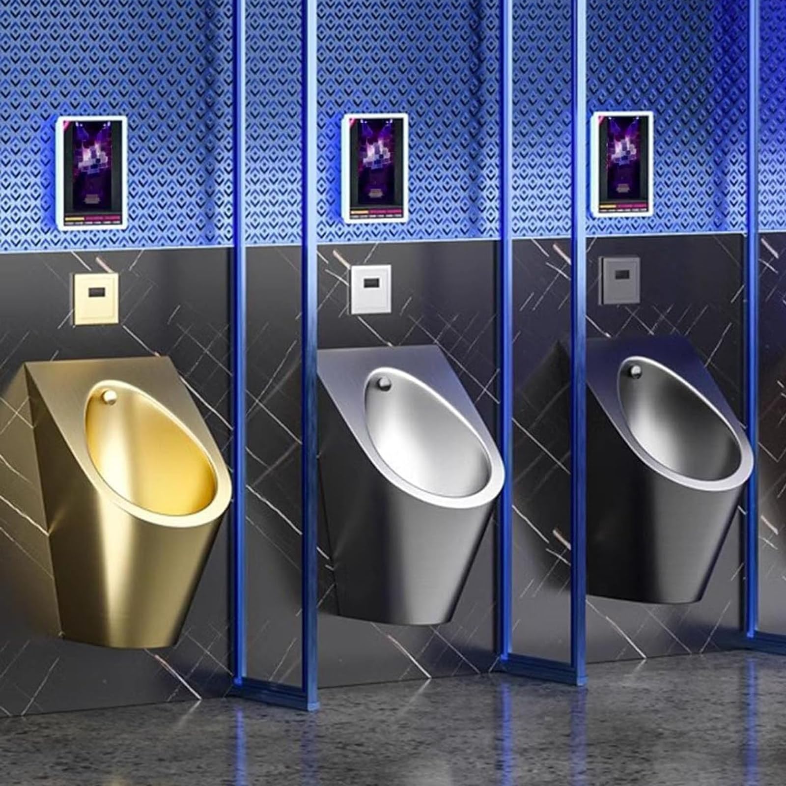 Wizjurynal montowany na ścianie, barurinal, garaż ze stali nierdzewnej dla mężczyzn, komercyjny, rodzinny, publiczny, automatyczna toaleta, hamuje zapachy, ochrona przed pryskaniem