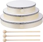 Nydotd 3pcs Hand Drum Percussion Wood Frame Drum with Drum Stick 10 Inch 8 Inch 6 Inch Percussion Instruments Musical Performance Pro (Wood Color, 12 Inch 10 Inch 8 Inch)