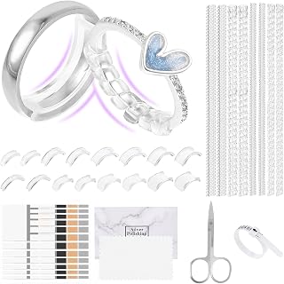Ring Size Adjuster, Ring Sizers for Loose Rings for All Kinds of Loose Rings, 31-Piece Set, Includes 8 Spirals, 16 Padded Ring Guards, 1 Ruler, 4 Pads, 1 Wipe and 1 Scissor