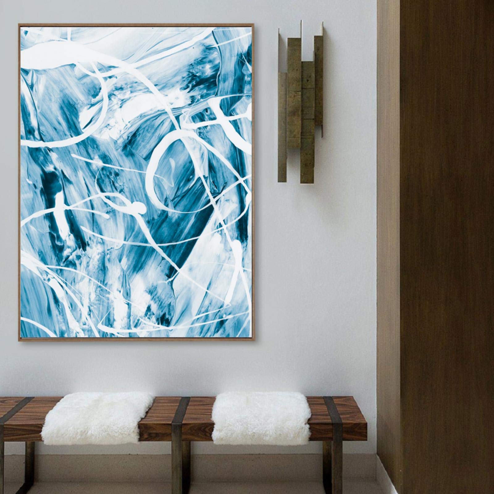 Affiche et impression pour salon bleu abstrait 60x90cm - 8