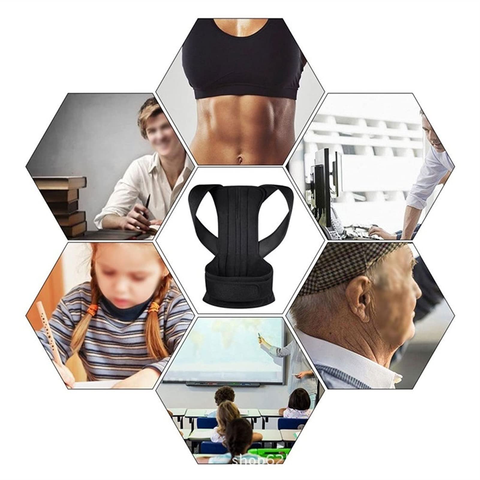 Wsparcie Back Brace Korektor postawy Regulowany pas podtrzymujący poprawia postawę i zapewnia pełne podparcie lędźwi w bólu dolnej i górnej części pleców dla mężczyzn i kobiet (XS)