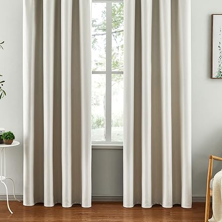 Amazon Topfinel カーテン 遮光 遮光カーテン 幅100 丈0cm 2枚 カーテン 0cm丈 フック かわいい おしゃれ 間仕切り カーテン 0cm丈 110cm丈 目隠し 遮光 仕切り 北欧 150幅 ベージュ カーテン オンライン通販