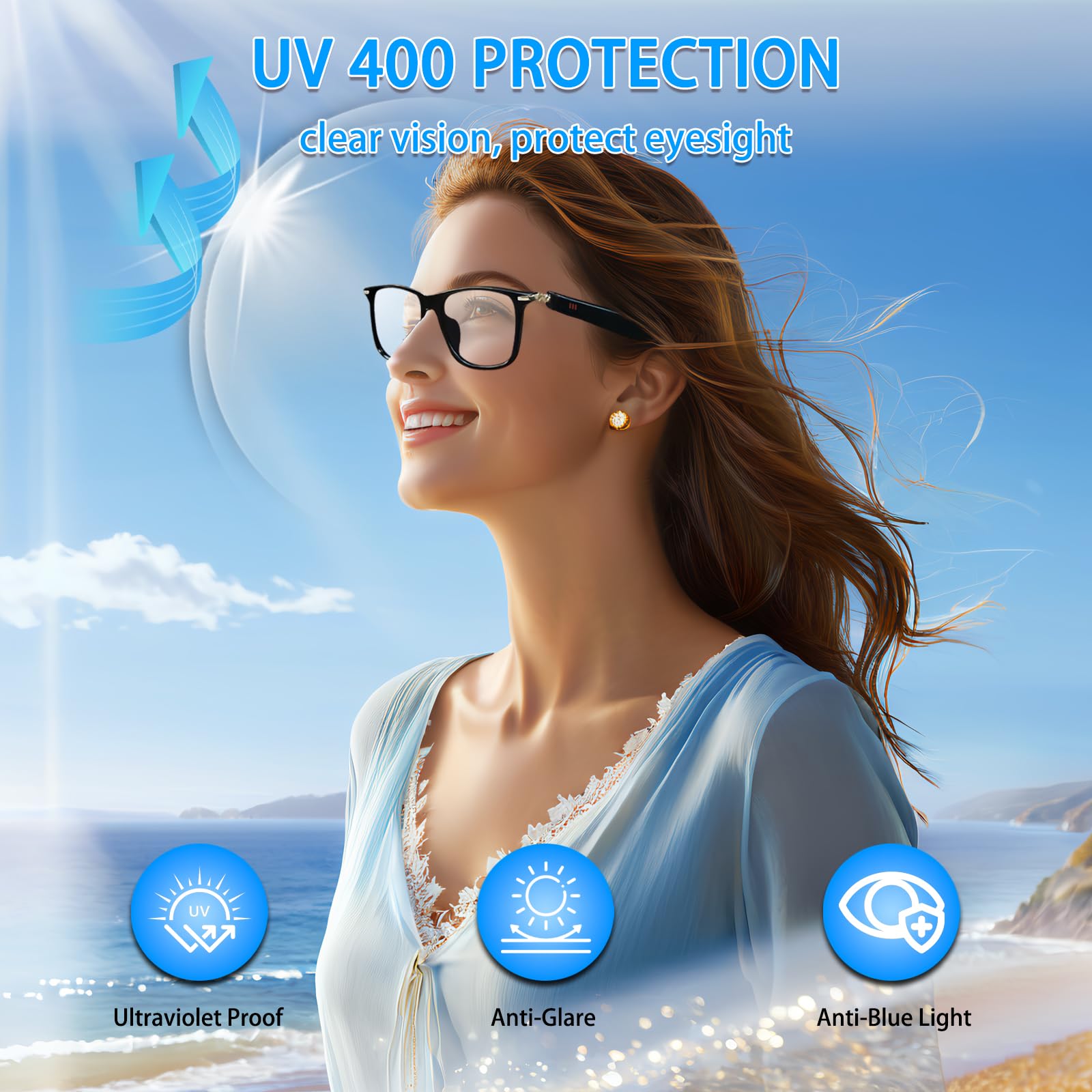 Gafas Inteligentes con Traductor de IA, Lentes Fotocromáticas, Gafas de Sol Polarizadas Bluetooth con Interpretación Simultánea, Audio Claro, con Más de 110 Idiomas para Hombres y Mujeres