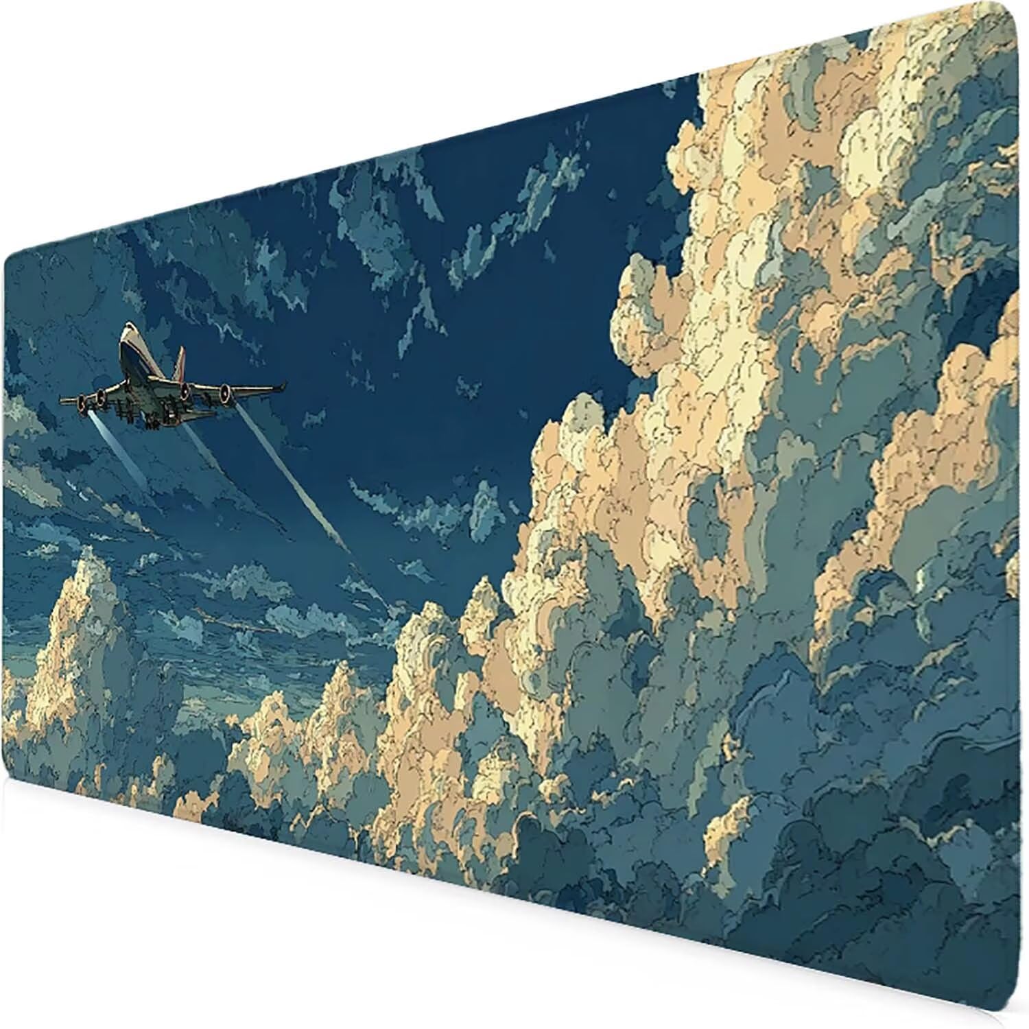 Tappetino Mouse XXL 1200x600mm Cielo Mousepad Aereo Tappetino Scrivania Grande, con base in Gomma Antiscivolo, Impermeabile Sottomano Scrivania per Computer, Ufficio, Accessori Gaming Mouse Pad 5-971w