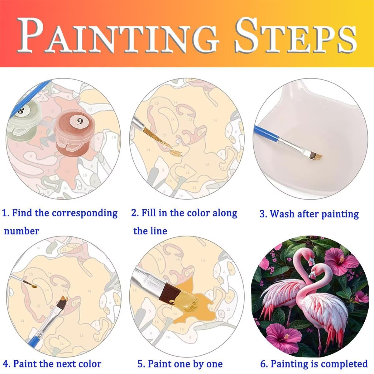 Dipingere con i Numeri Flamingo, Paint by Numbers Adulti Fiore, Fai da te Creativi Adulti Quadri da Dipingere Numerati Kit per Decorazione Della Parete di Casa, Regalo 100x135 cm Senza Cornice 94-N