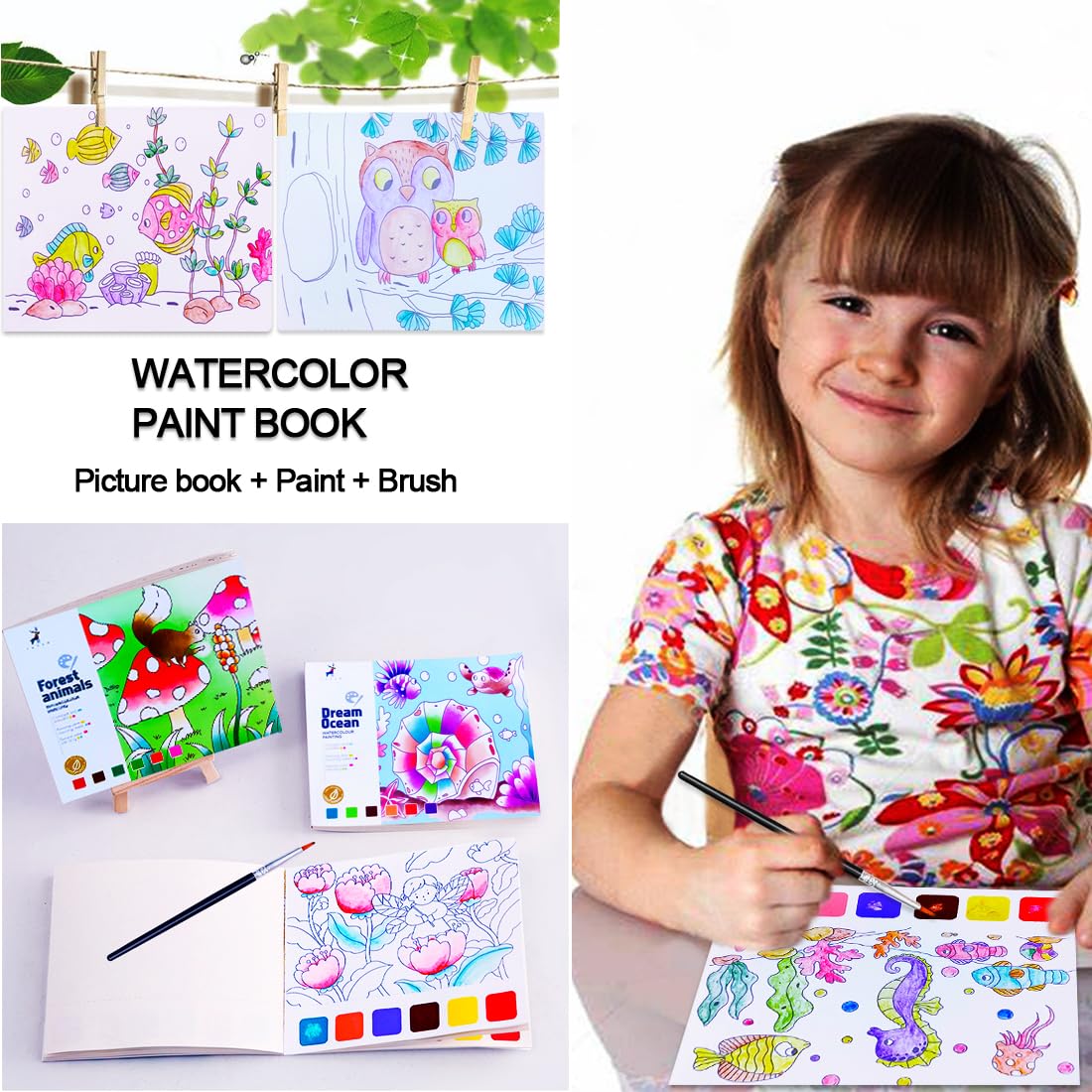 Amazon.co.jp: YXOTJHS 水彩絵本付き 水彩塗り絵 4~8歳のお子様