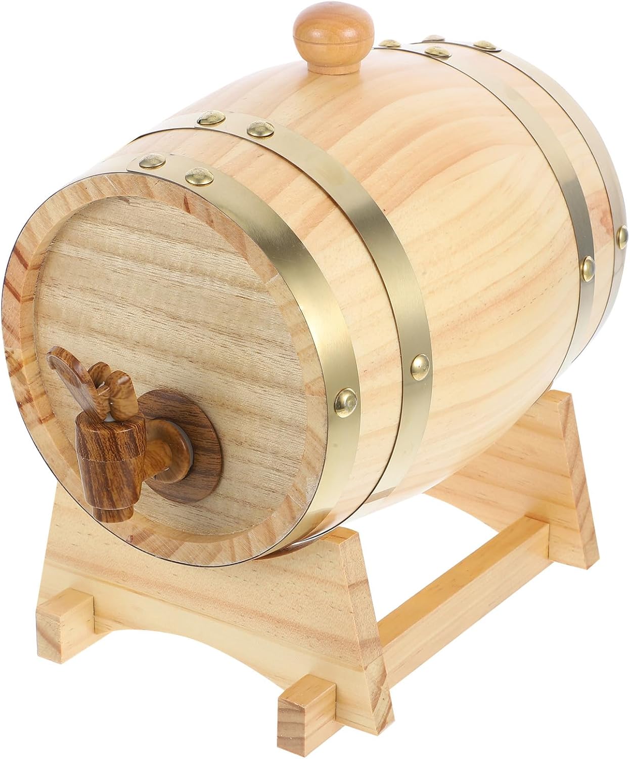 Wood Wine Barrel Dispenser 1.5l Pine Wood Beer and Wine Storage Barrel with Tap for Home Brewing and Bar Use