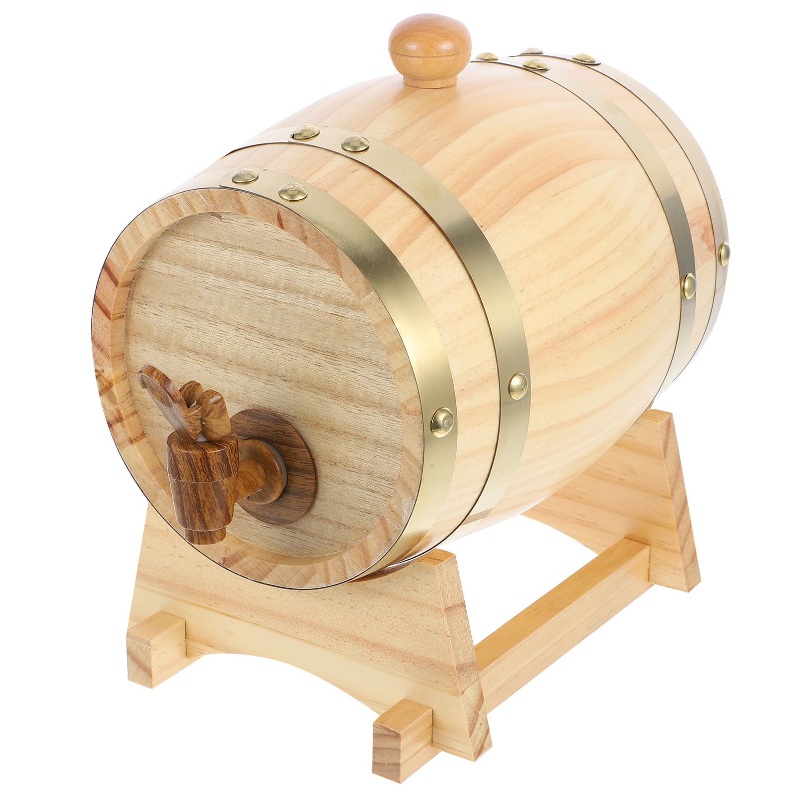 POPETPOP Fût de Vieillissement en Bois Massif 15 L en Pin Verni – Distributeur de Vin et Bière pour Bar à Domicile et Soirées – Accessoire Authentique pour Servir Boissons Alcoolisées