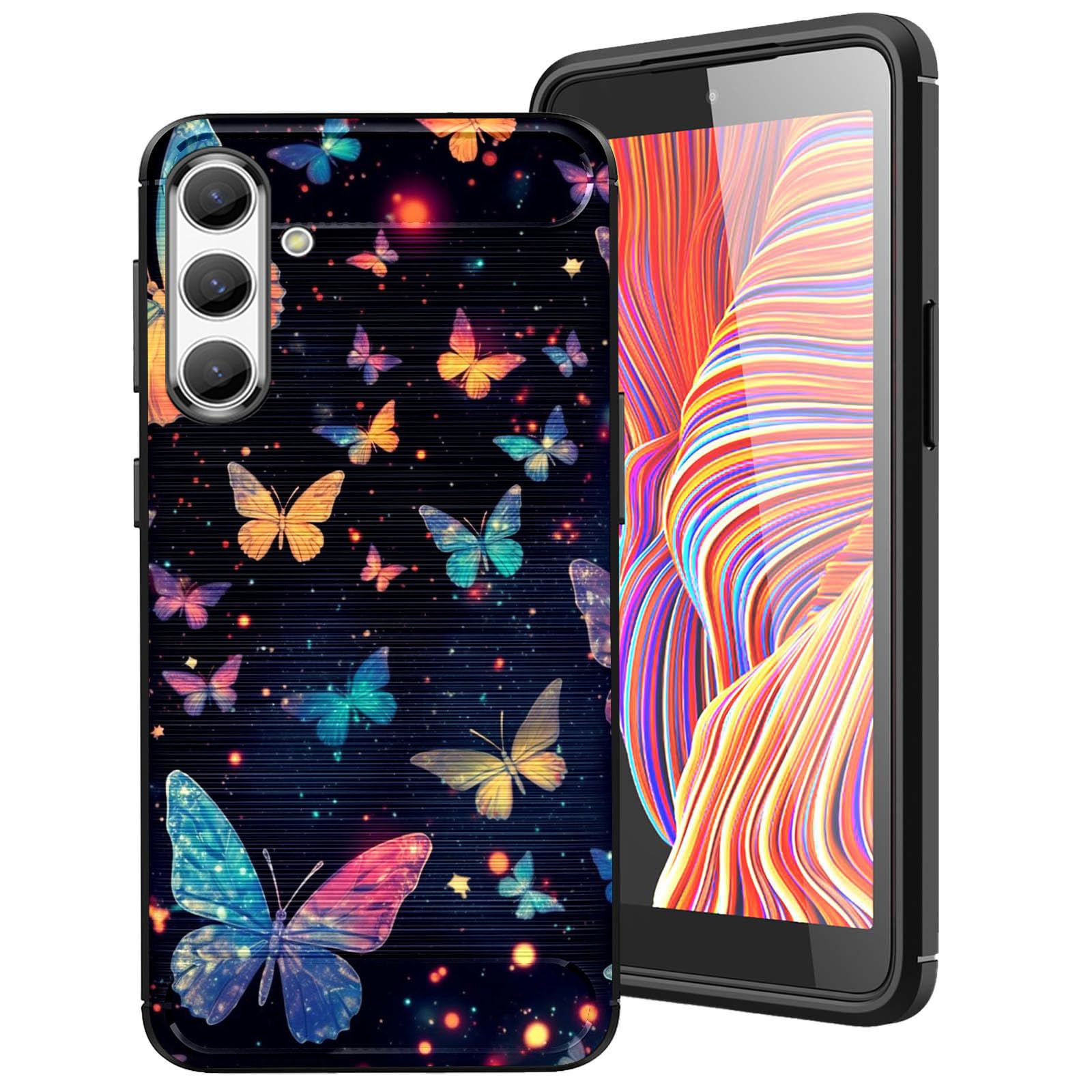 DHEEBFWE for Samsung Galaxy S25 Brushed Texture Case,Ultra-Thin and Soft TPU Phone Cover Designed for Samsung Galaxy S25 6.2",Glitter Butterfly