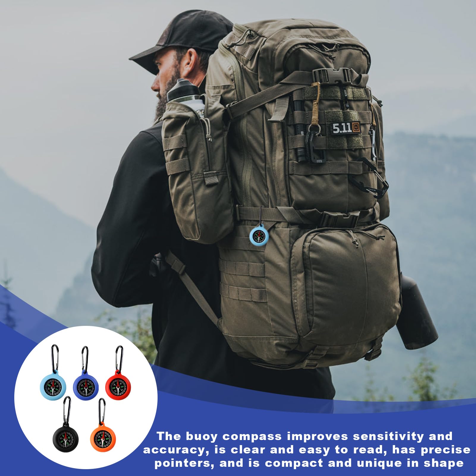 GJKLO Mini Kompass Schlüsselanhänger - 5 Bunte Outdoor Kompasse Für Kinder