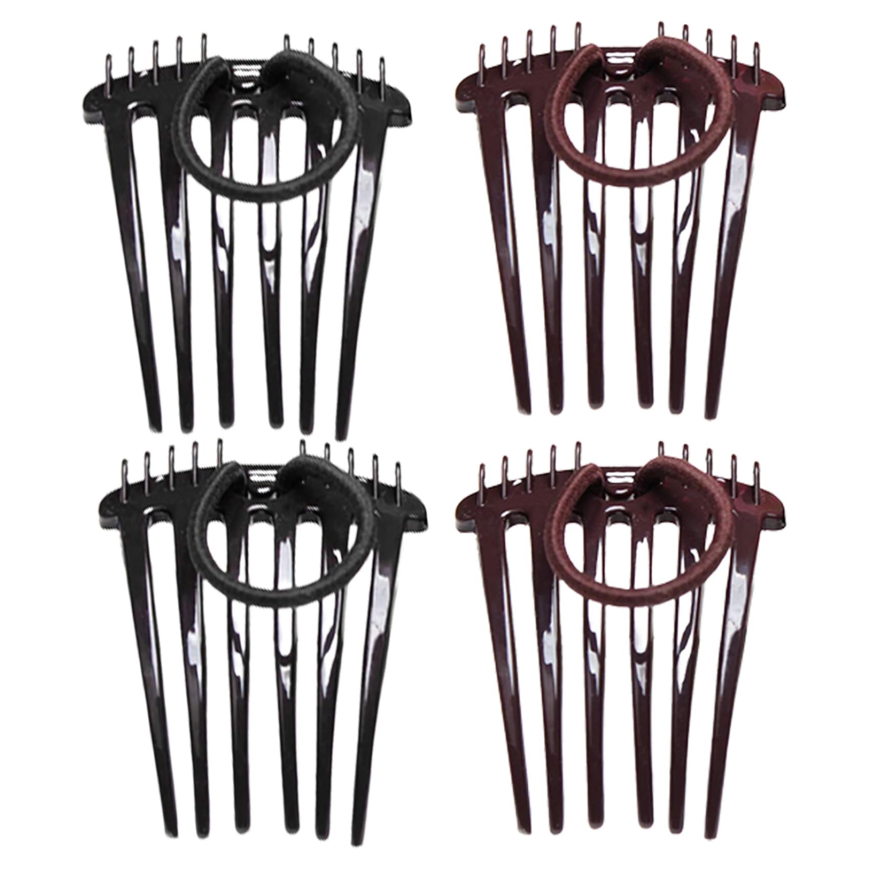 Bandette Comb Hair Combs Slides for Women 4PCS 2.56x3.35 inch Bandette Comb with Elastic Band Hair Slides Waterproof Ponytail Bump for Hairstyles