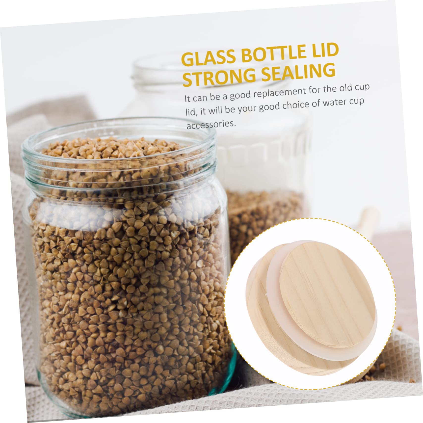 SOLUSTRE 6Pcs Round Wooden Sealing Lids for Home Bottles Replaceable Cup Lids for Jars Containers and Aromatherapy Use