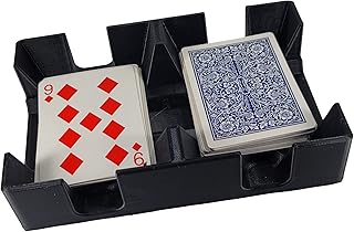 Black 2 Deck Cardian Deluxe Revolving or Swivel Plastic Playing Card Tray with Metal Spinner for Rotating - Made in U.S.A.