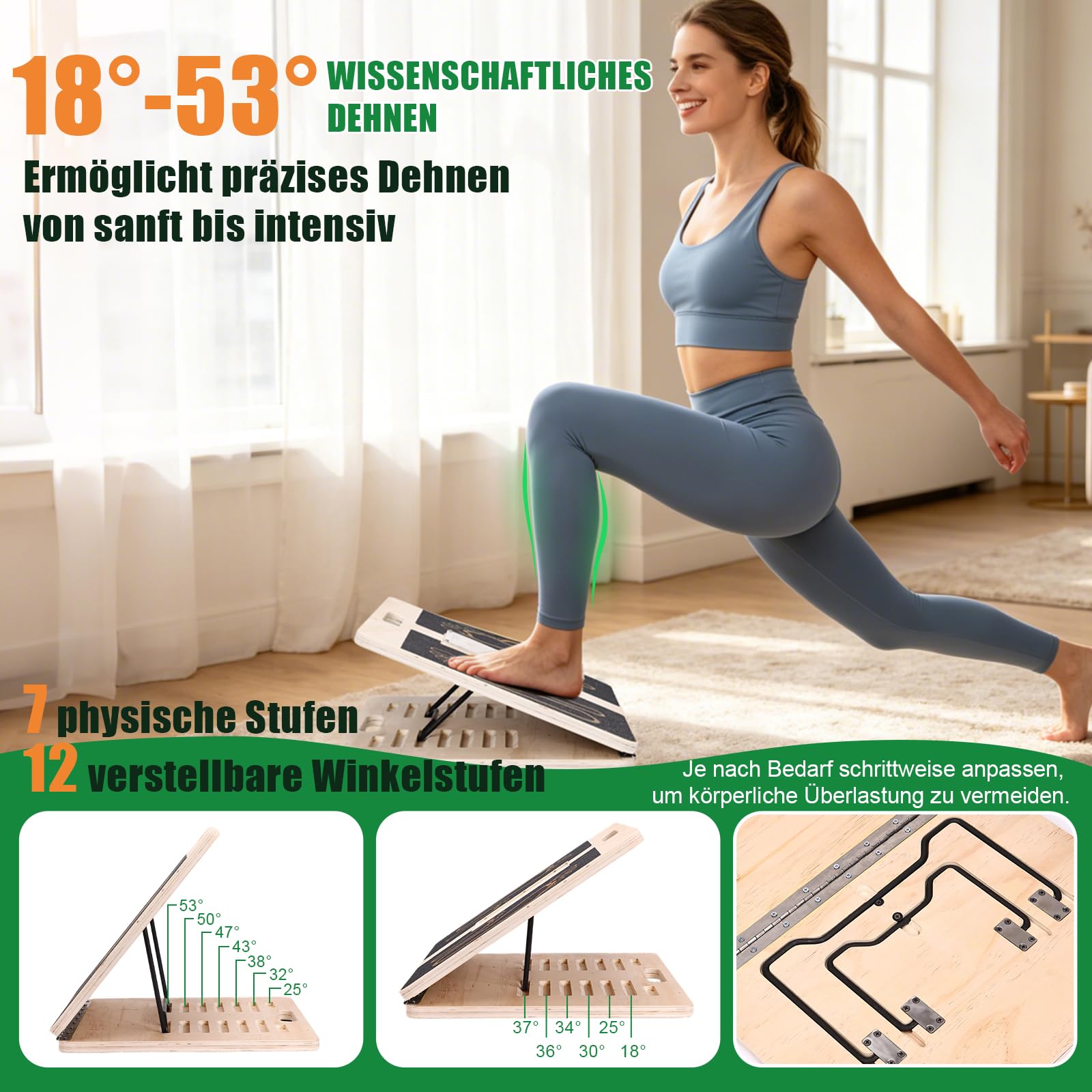 2 in 1 Wadendehner Balance Board mit 12 Winkeln 18°-53° Verbreitet