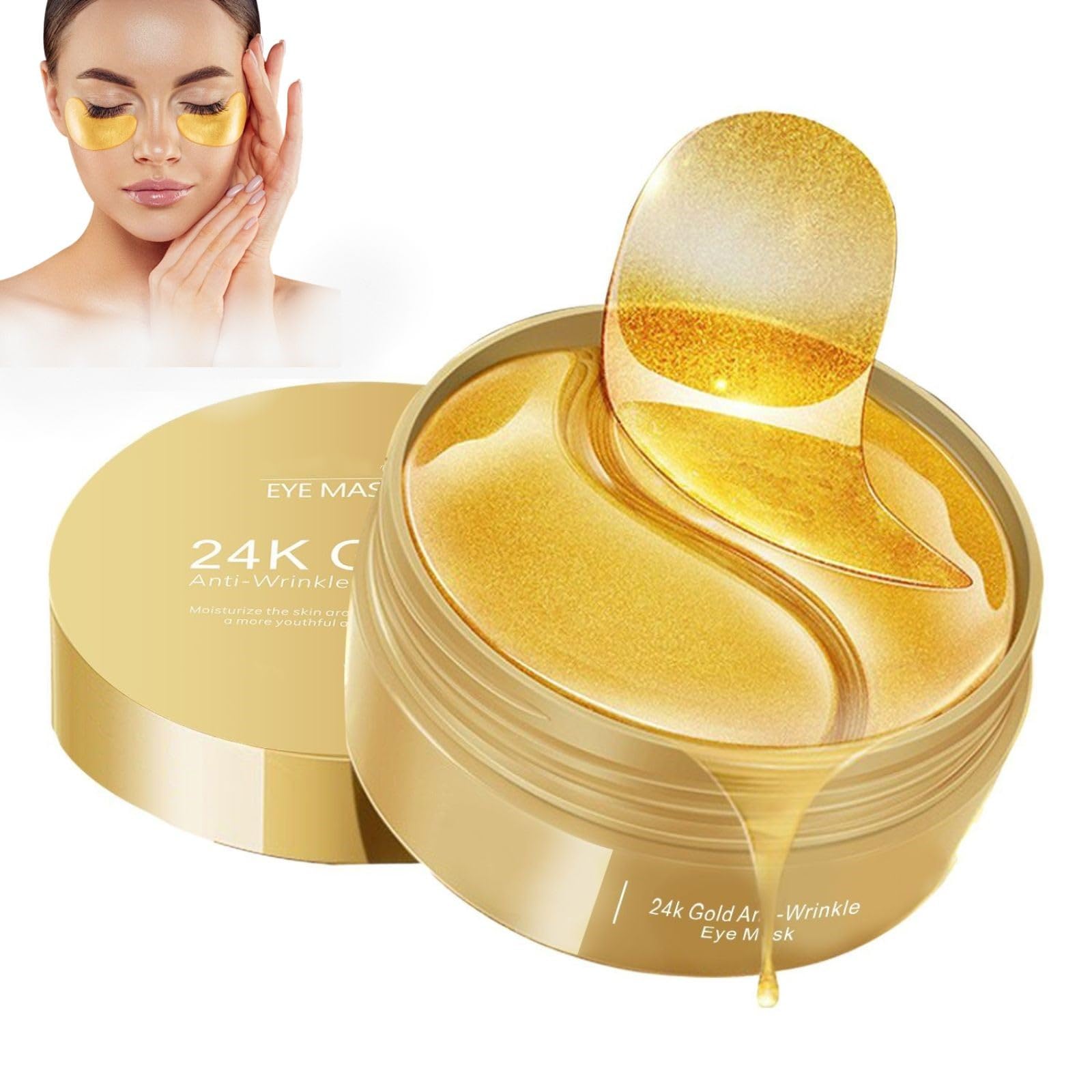 Augenpads Mit 24k Gold & Kollagen – 60 Stück Gegen Augenringe, Tränensäcke & Falten