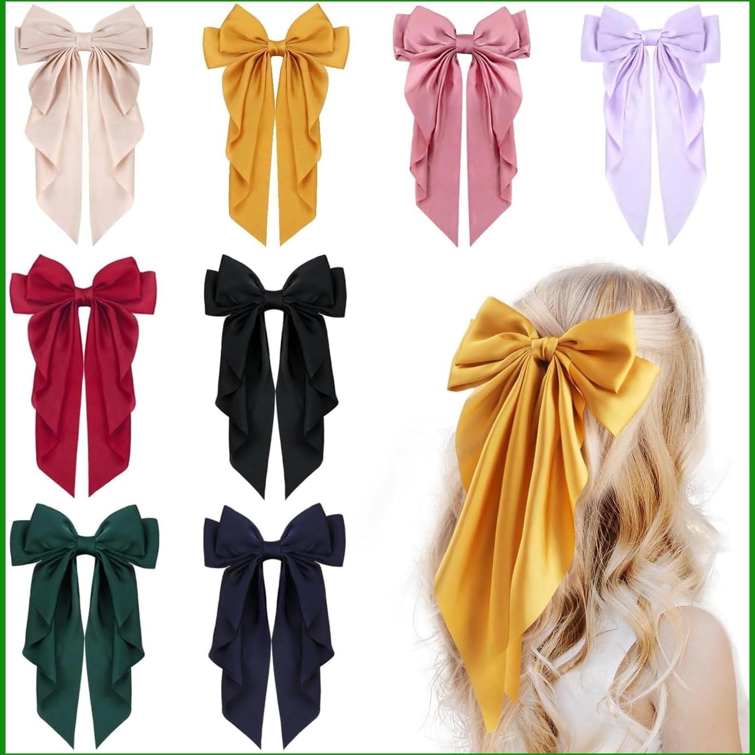 8 Pack Satin Big Large White Pink Red Blue Black Ribbon Hair Bows for Women Oversized Bow with Long Tail Hair Bow Clips French Barrette Bun Holder Hair Accessoriesfor Women Girls (B0D5R6VGLT) Amazon Price History, Amazon Price Tracker