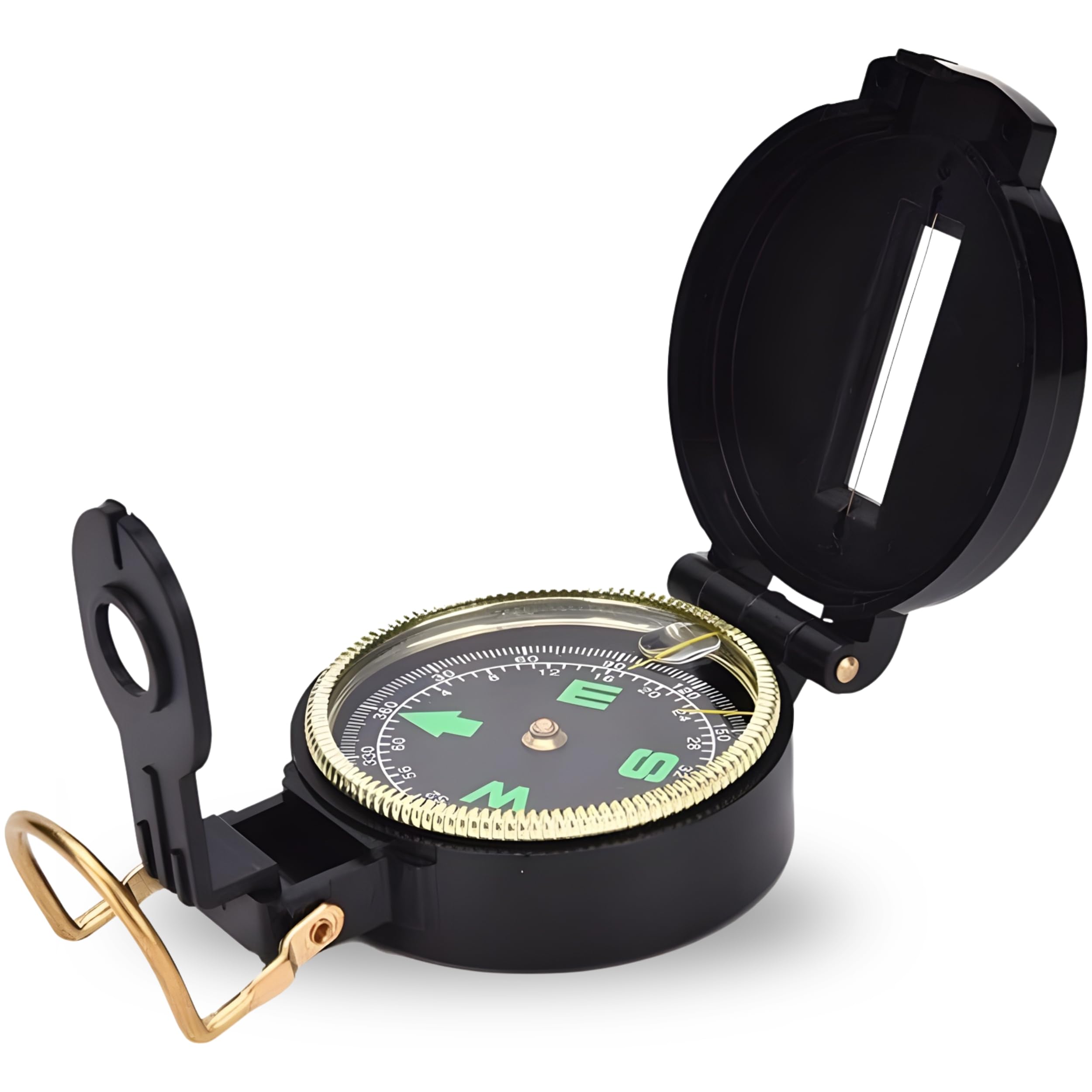 PARENCE – bussola da trekking con coperchio e ingrandimento – Rumore fluorescente – visualizzazione dei gradi – bussola portatile per campeggio, escursionismo, navigazione, ricerca dei sentieri – nero