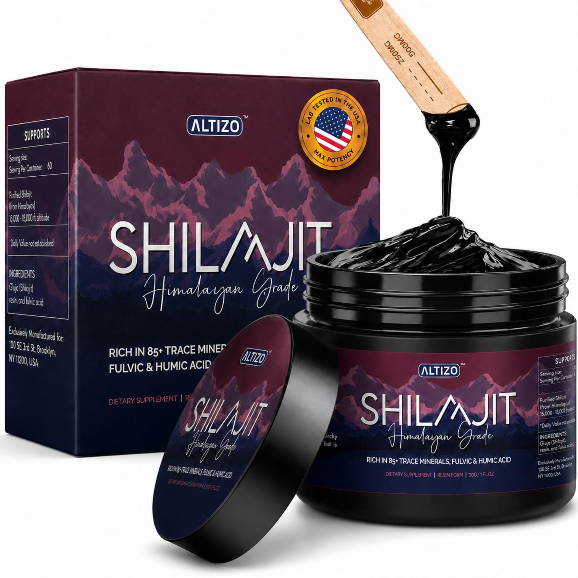Himalayan Shilajit Resin 30g, Pure Natural Mineral Resin with Fulvic Acid & Trace Minerals, High Altitude Shilajit for Men & Women, Daily Wellness Support, Easy to Dissolve, 2 Month Supply